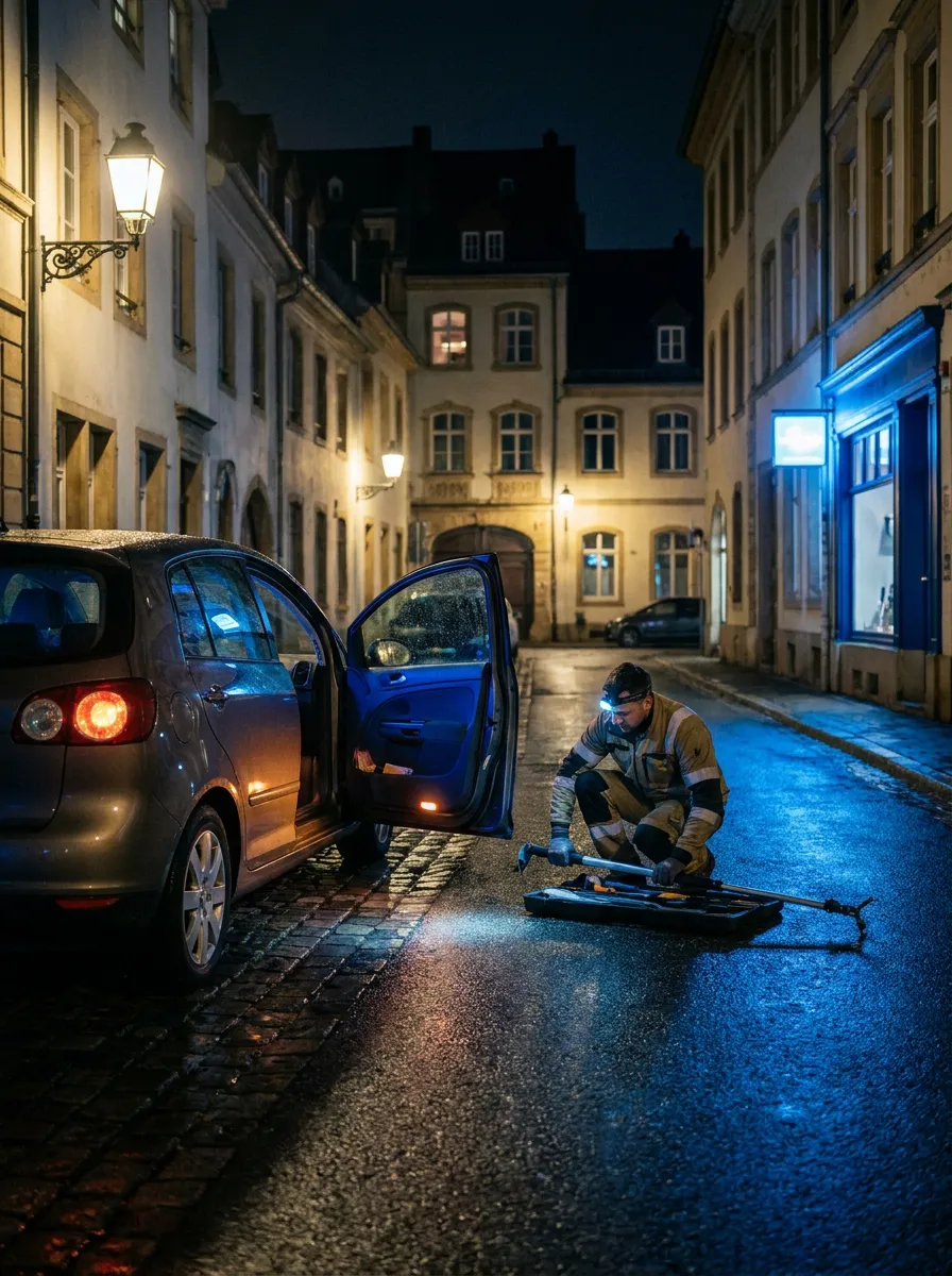 Nacht-Notöffnung eines Autos in Wien Margareten